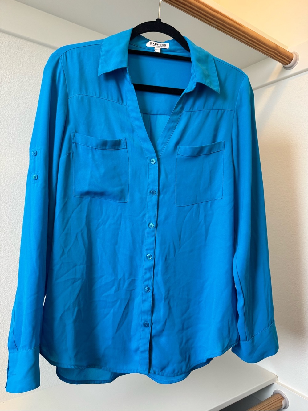 Express Women's Blue Portofino Shirt - Size Medium